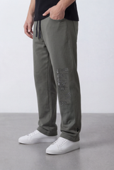 Men’s Tomato Store Street Sweatpants Embossed Side Logo Clean Look Elastic Oversize Side Pockets Zip Detail