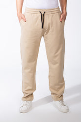 Men's Elasticated Waistband Flat Black Cotton Drawstrings Wide-Leg Sweatpants