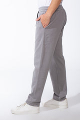 Men's Elasticated Waistband Flat Black Cotton Drawstrings Wide-Leg Sweatpants