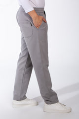 Men's Elasticated Waistband Flat Black Cotton Drawstrings Wide-Leg Sweatpants