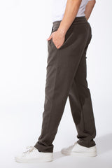 Men's Elasticated Waistband Flat Black Cotton Drawstrings Wide-Leg Sweatpants