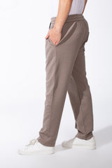 Men's Elasticated Waistband Flat Black Cotton Drawstrings Wide-Leg Sweatpants