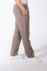 Men's Elasticated Waistband Flat Black Cotton Drawstrings Wide-Leg Sweatpants