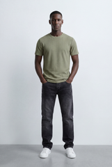 Men’s Tomato Store Structured Knit T-Shirt Grid Texture Surface Slim Fit