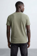 Men’s Tomato Store Structured Knit T-Shirt Grid Texture Surface Slim Fit