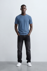 Men’s Tomato Store Structured Knit T-Shirt Grid Texture Surface Slim Fit