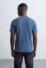 Men’s Tomato Store Structured Knit T-Shirt Grid Texture Surface Slim Fit