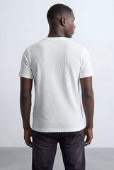 Men’s Tomato Store Structured Knit T-Shirt Grid Texture Surface Slim Fit