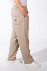 Men's Elastic Waistband Deep Side Pockets Breathable Cotton-Blend Fabric Wide-Leg Sweatpants