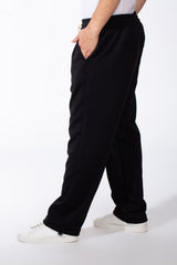 Men's Elastic Waistband Deep Side Pockets Breathable Cotton-Blend Fabric Wide-Leg Sweatpants