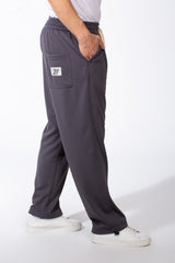 Men's Elastic Waistband Deep Side Pockets Breathable Cotton-Blend Fabric Wide-Leg Sweatpants
