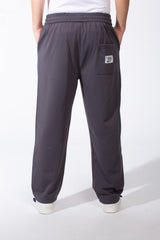 Men's Elastic Waistband Deep Side Pockets Breathable Cotton-Blend Fabric Wide-Leg Sweatpants