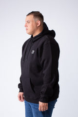 Men's Long Sleeves With Ribbed Cuffs Front Kangaroo Pockets Basic Big Size Hooded Melton Sweatshirt