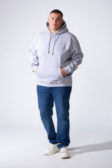 Men's Long Sleeves With Ribbed Cuffs Front Kangaroo Pockets Basic Big Size Hooded Melton Sweatshirt