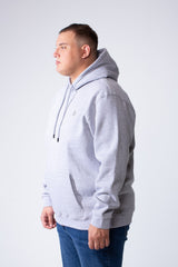 Men's Long Sleeves With Ribbed Cuffs Front Kangaroo Pockets Basic Big Size Hooded Melton Sweatshirt