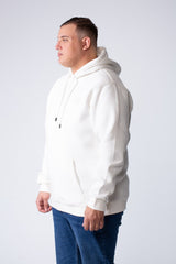 Men's Long Sleeves With Ribbed Cuffs Front Kangaroo Pockets Basic Big Size Hooded Melton Sweatshirt