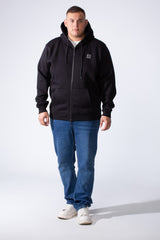 Men's Full-Zip Long Sleeve Side Pockets Basic Hooded Big Size Sweatshirt