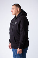 Men's Full-Zip Long Sleeve Side Pockets Basic Hooded Big Size Sweatshirt