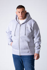 Men's Full-Zip Long Sleeve Side Pockets Basic Hooded Big Size Sweatshirt