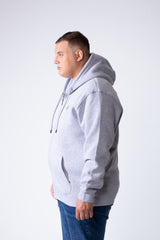 Men's Full-Zip Long Sleeve Side Pockets Basic Hooded Big Size Sweatshirt