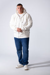 Men's Full-Zip Long Sleeve Side Pockets Basic Hooded Big Size Sweatshirt