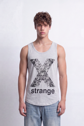 Men's Tomato Store Soft Slub Knit Tank Top Distressed X Graphic Strange Typography Scoop Neck