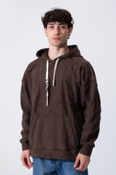 Men's Oversized Hood Washed Fabric Edge Seam Detailing Classic Kangaroo Front Pocket Tomato Store Sweatshirt