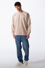 Men's Washed Oversize Round Neck Modern Cut Long Sleeves Sweatshirt