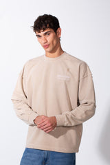 Men's Washed Oversize Round Neck Modern Cut Long Sleeves Sweatshirt