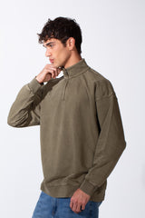 Men's Round Neck Half Zip Long Sleeve Oversized Sweatshirt
