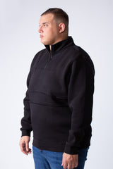 Men's Quarter Zip High Neck With Long Sleeve Daily Wear Melton Versatile Big Size Sweatshirt