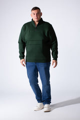 Men's Quarter Zip High Neck With Long Sleeve Daily Wear Melton Versatile Big Size Sweatshirt