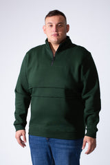 Men's Quarter Zip High Neck With Long Sleeve Daily Wear Melton Versatile Big Size Sweatshirt