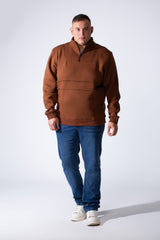 Men's Quarter Zip High Neck With Long Sleeve Daily Wear Melton Versatile Big Size Sweatshirt
