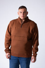 Men's Quarter Zip High Neck With Long Sleeve Daily Wear Melton Versatile Big Size Sweatshirt