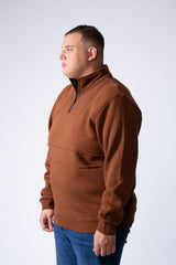 Men's Quarter Zip High Neck With Long Sleeve Daily Wear Melton Versatile Big Size Sweatshirt