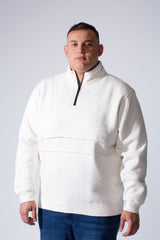 Men's Quarter Zip High Neck With Long Sleeve Daily Wear Melton Versatile Big Size Sweatshirt