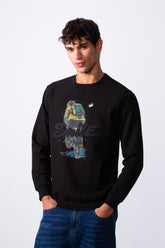 Men's Smile Print Crew Neck Long Sleeves Sweatshirt