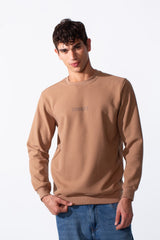 Men's Slim Fit Crew Neck Front Text Print Long Sleeve Sweatshirt