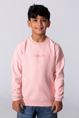Boy's Long Sleeve Tomato Store Textured Fabric Crew Neck Front Text Casual Slim Fit Sweatshirt