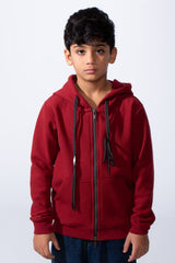 Boy’s Slim Fit Full Front Zipper Plain Essential Hood Sweatshirt
