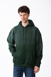 Men's Oversized Acid-Wash Finish Kangaroo Pocket With Drawstring Hood Ribbed Cuffs And Hem Sweatshirt