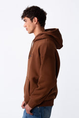 Men's Embossed Print Melton Oversize Kangaroo Pocket Hood Sweatshirt