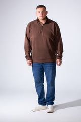 Men's Half Zip With High Neck Polo Design Long Sleeve Daily Wear Practical Big Size Sweatshirt Tomato Store