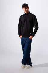Men's Plain Slim Fit Half Zip Long Sleeve Sweatshirt
