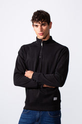 Men's Plain Slim Fit Half Zip Long Sleeve Sweatshirt