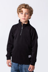 Boy's High Neck With Half-Zip Long Sleeve Slim Fit Daily Wear Basic Sweatshirt