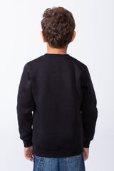 Boy's Slim Fit Melton Crew Neck Cartoon Patch Sweatshirt