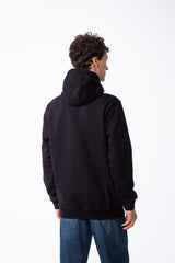 Man's Minimalist Design Detailed Slim Fit Sweatshirt Chest Brand Patch Kangaroo Pocket Ribbed Trimmings