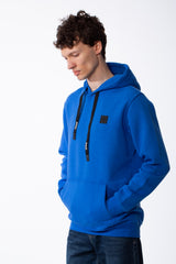 Man's Minimalist Design Detailed Slim Fit Sweatshirt Chest Brand Patch Kangaroo Pocket Ribbed Trimmings